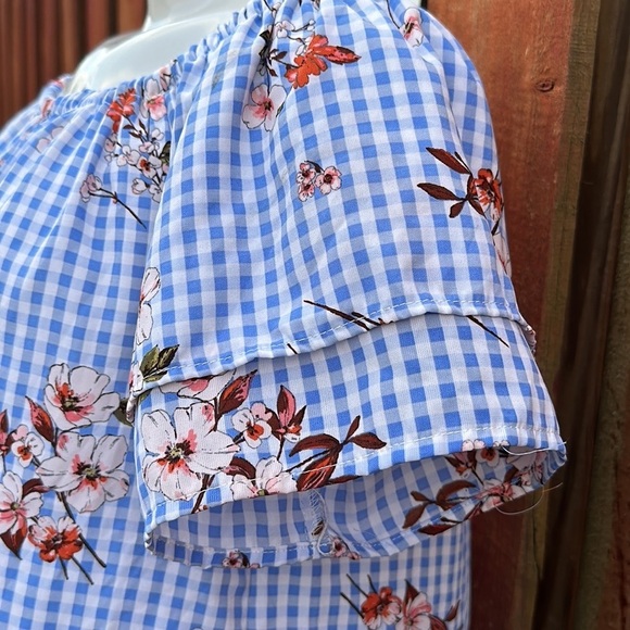 Purple Snow Gingham Floral Mini Dress Size XL - Picture 6 of 11